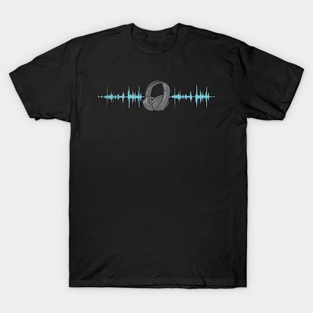 Audio Headphones Frequency Sound Motif T-Shirt by Shirtjaeger